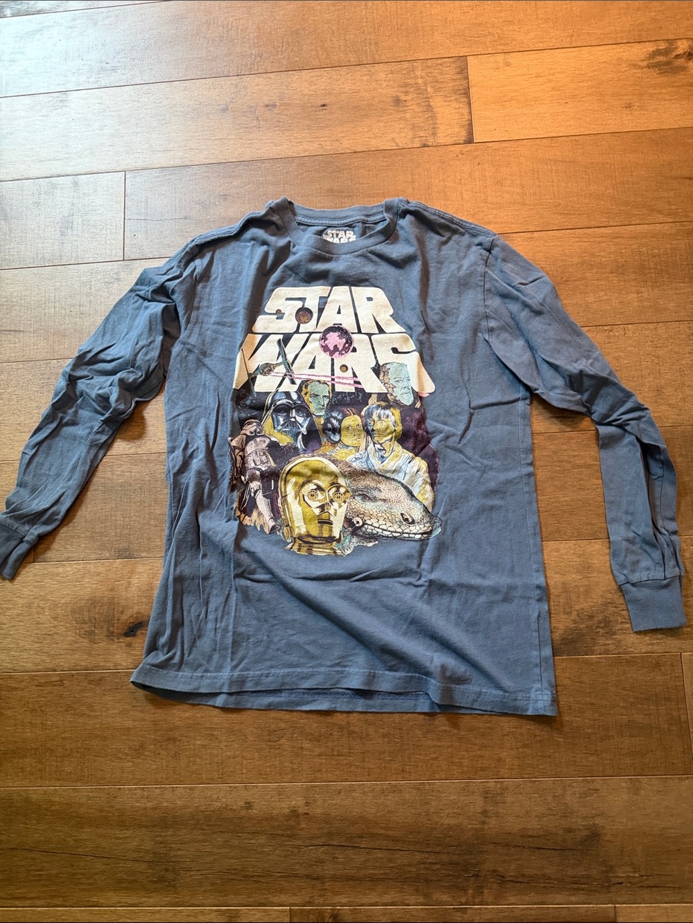 🎉Star Wars Blue Long Sleeve Graphic Shirt with Character Collage